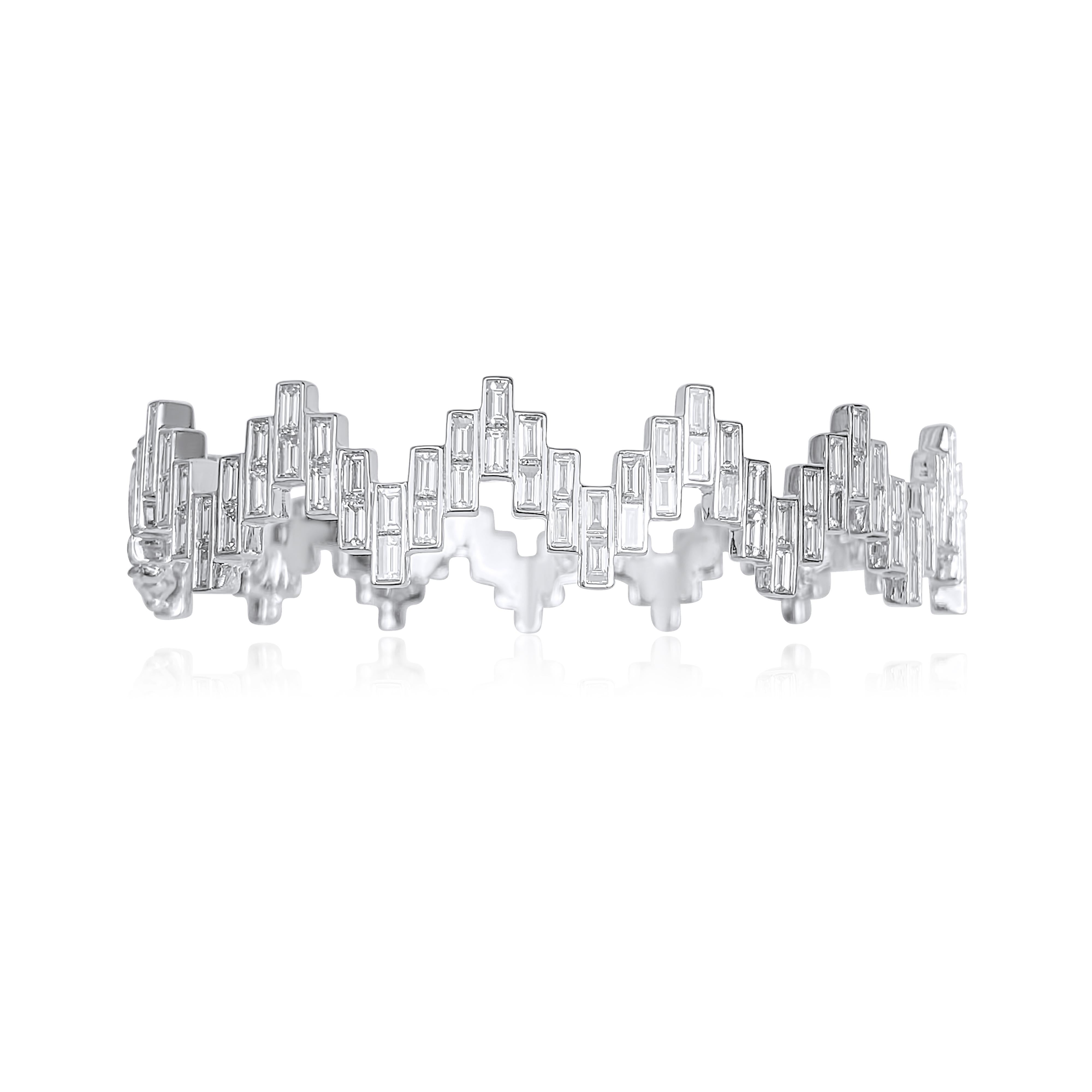 Enlightenment Equilibrium Baguette- und rundes Diamantarmband SKINNY im Angebot 5