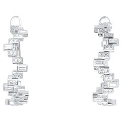 Enlightenment Equilibrium Baguette and Round Diamond Hoop Earrings Large