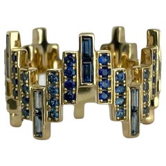 Enlightenment Equilibrium Ring All Around Baguette and Round Blue Sapphire