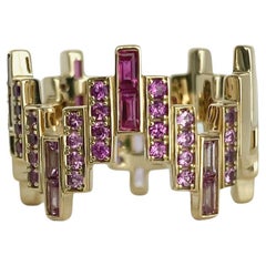 Enlightenment Equilibrium Ring All Around Baguette and Round Pink Sapphire 