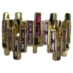 Enlightenment Equilibrium Ring with Pink Sapphire Baguettes Yellow Gold