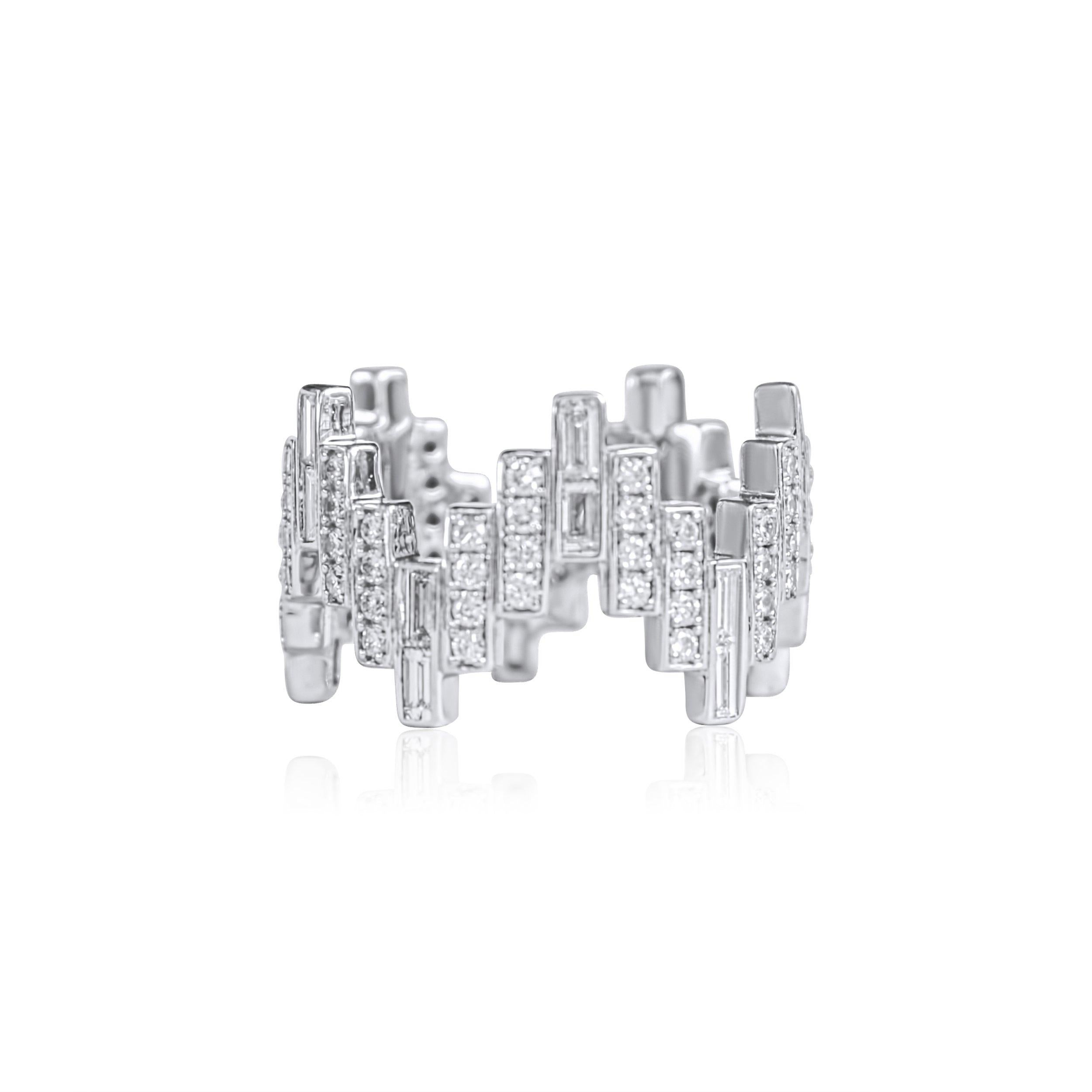 Baguette Cut Enlightenment Equilibrium Ring in Baguette & Round Diamonds- All Around Diamonds For Sale