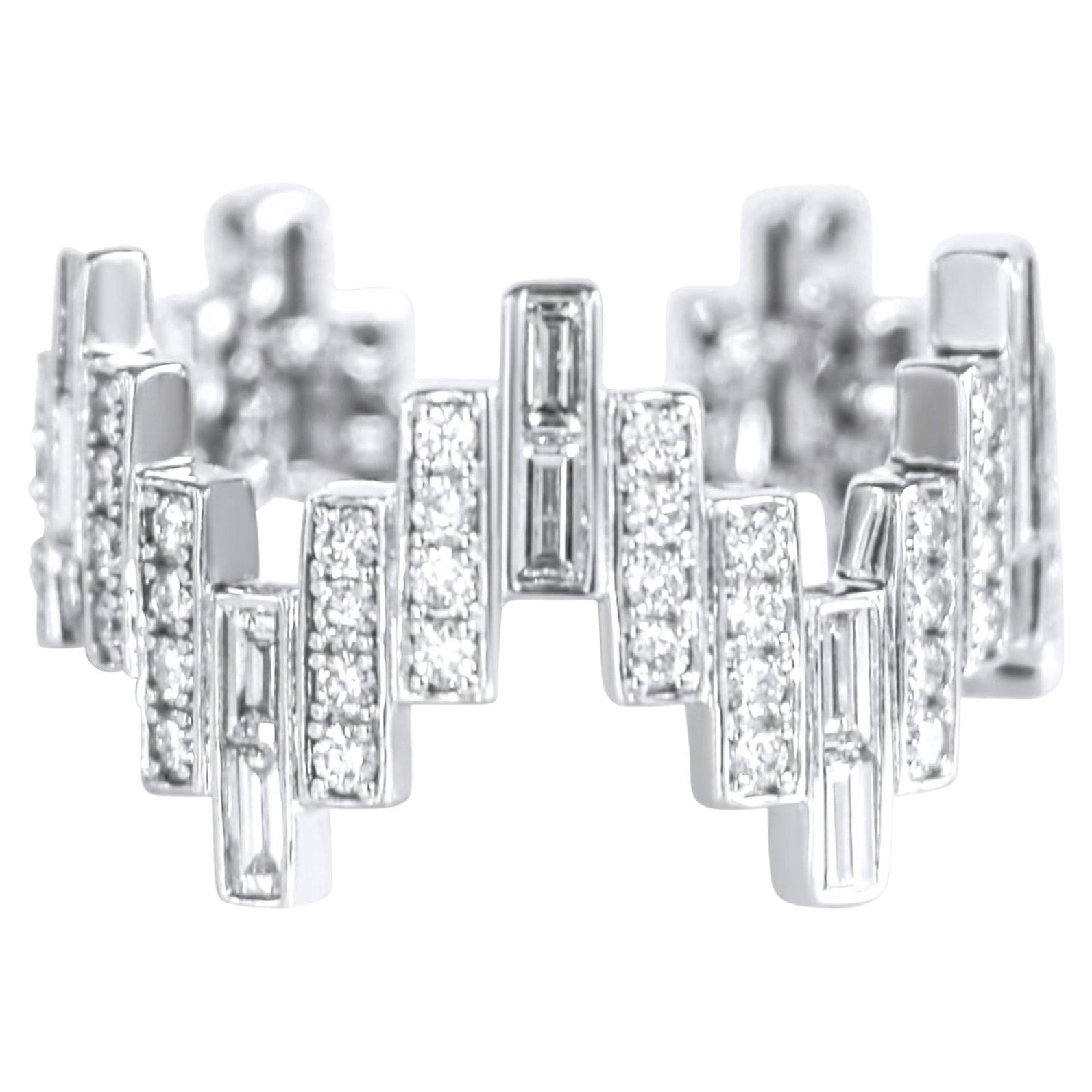 Enlightenment Equilibrium-Ring aus Baguette- und runden Diamanten – runde Diamanten