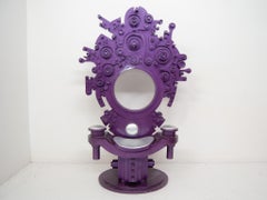 "ENLIL" Trono in legno laccato e pelle argentata, Roberto Fallani