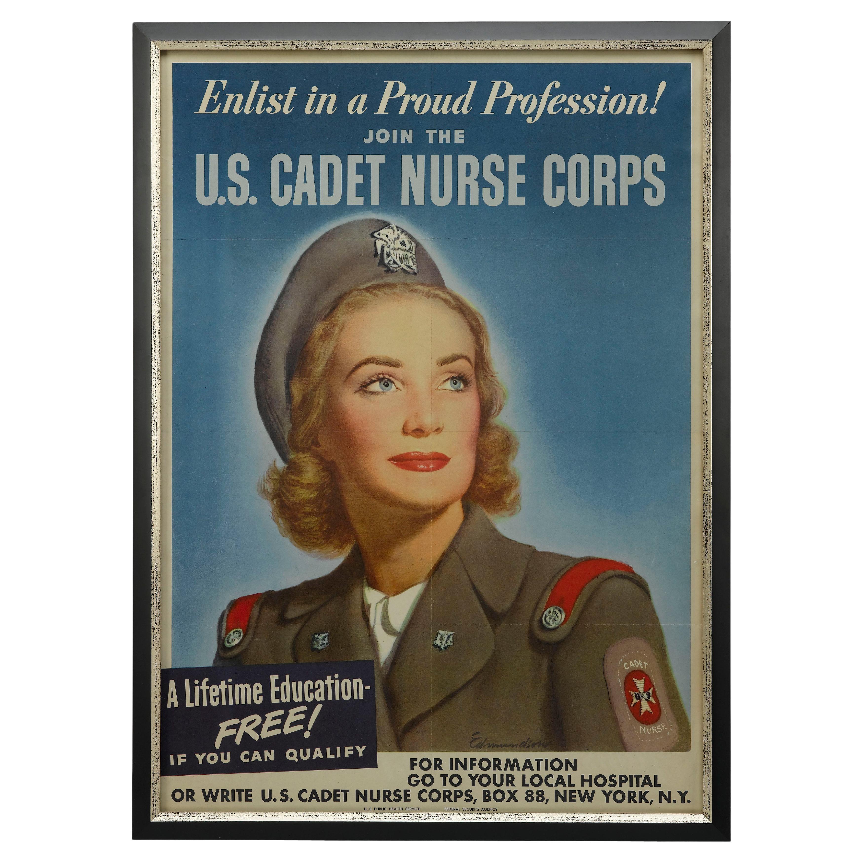 "Enlist in a Proud Profession. Join the U.S. Cadet Nurse Corps." Vintage Poster For Sale