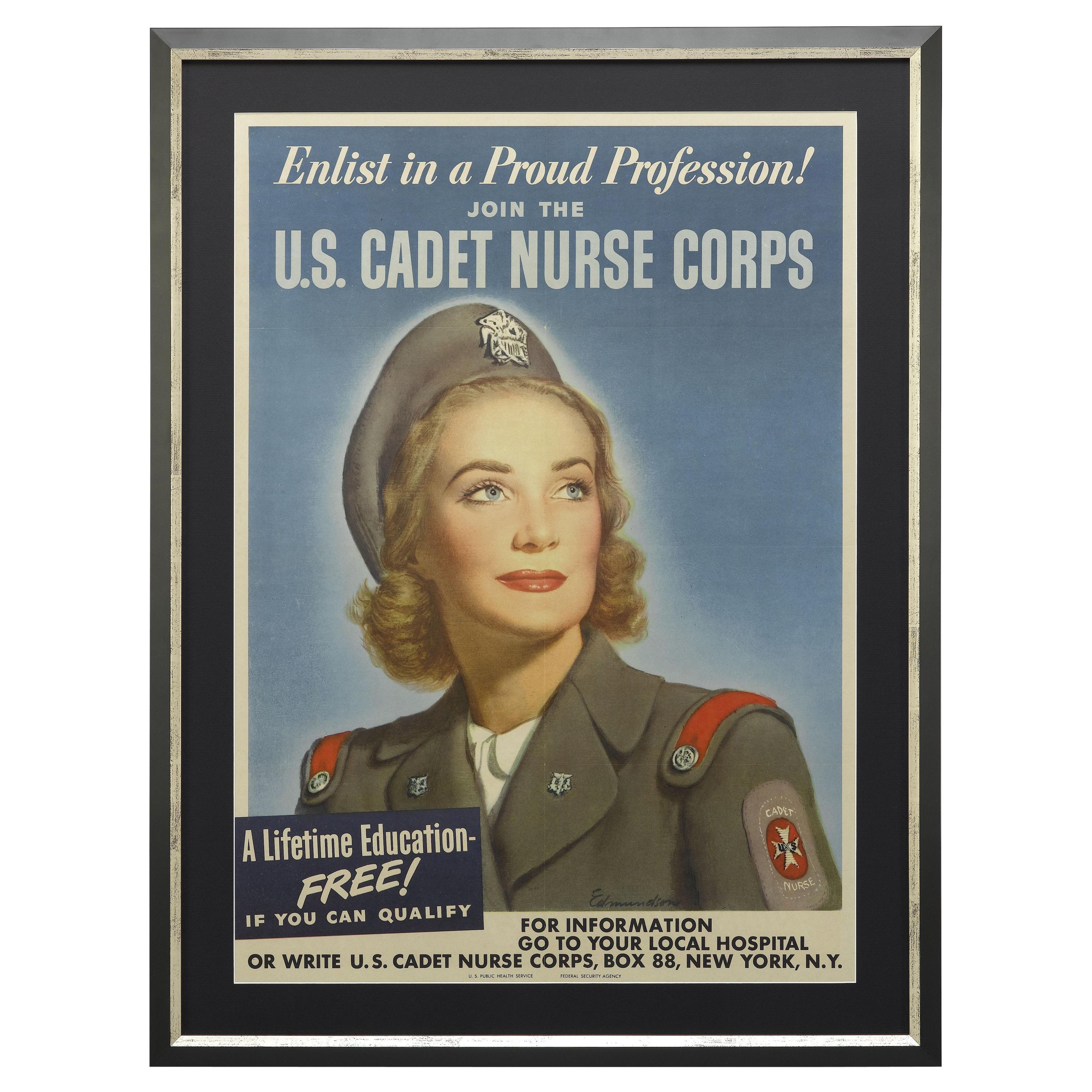 "Enlist in a Proud Profession" Vintage WWII U.S. Cadet Nurse Corps Pister