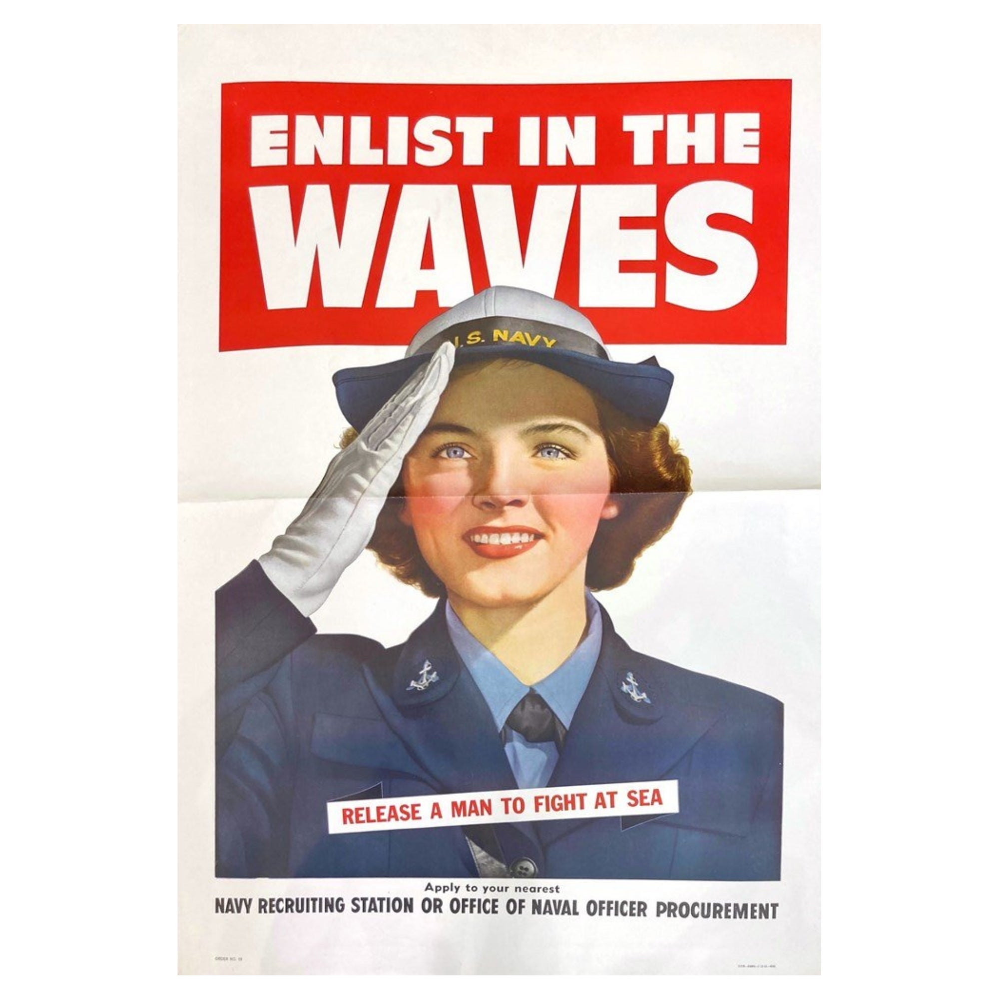 "Enrôler dans les vagues. Libérer un homme pour combattre en mer. "Affiche vintage de la Seconde Guerre mondiale, 1943