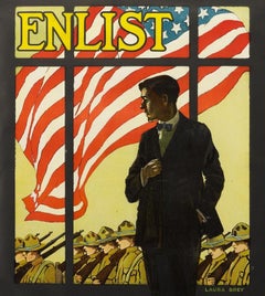 Enlist "On Which Side of the Window are You?" Vintage WWI Poster, 1917