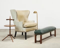 Elongated Georgian Style Mahogany Leather Footstool