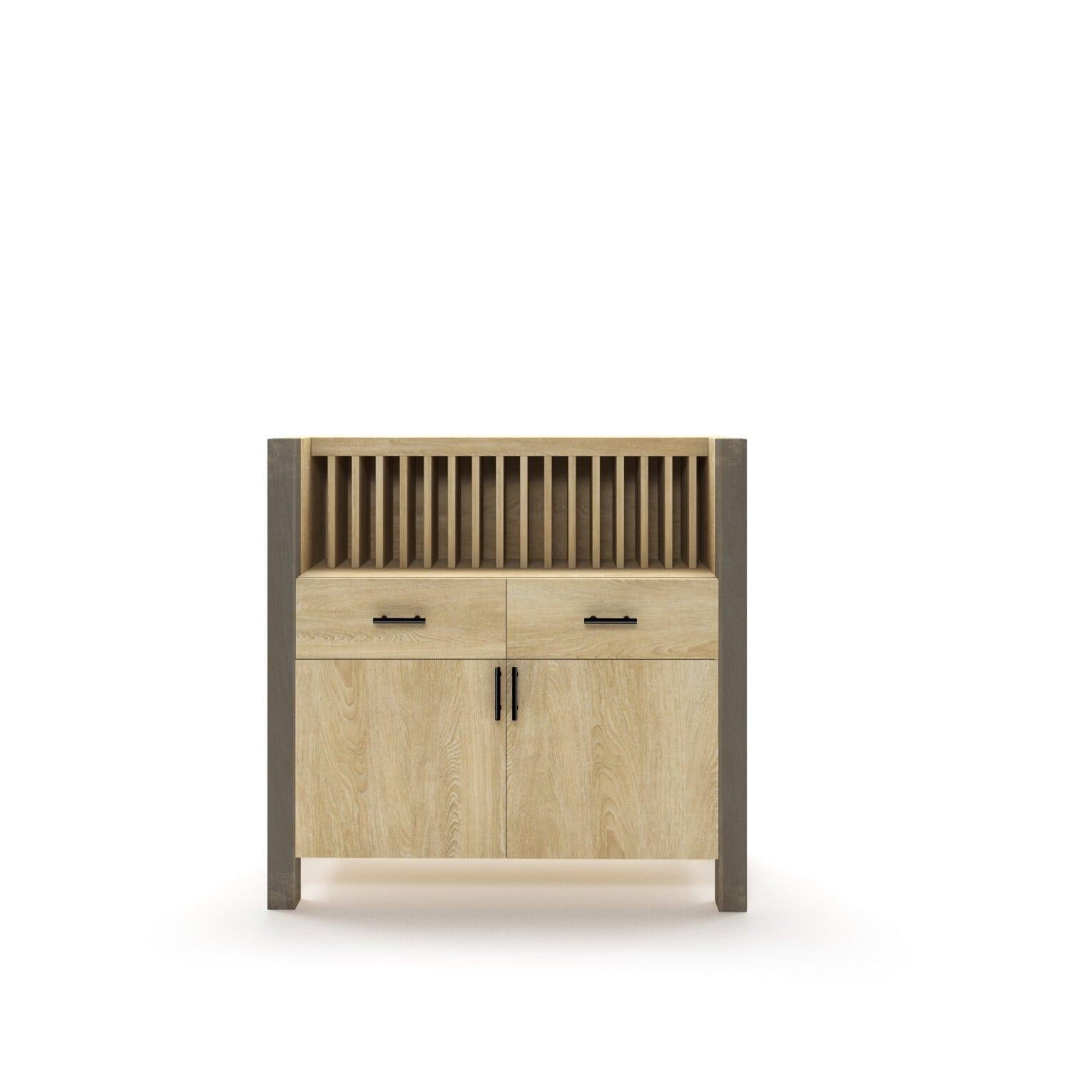 The Enn Sideboard is ideal for storage and organization. It's made of massive oak for a timeless, classic look. Featuring two doors and plenty of shelf space.

All Tektōn pieces are made of natural massive wood.
Small variations may be found due to