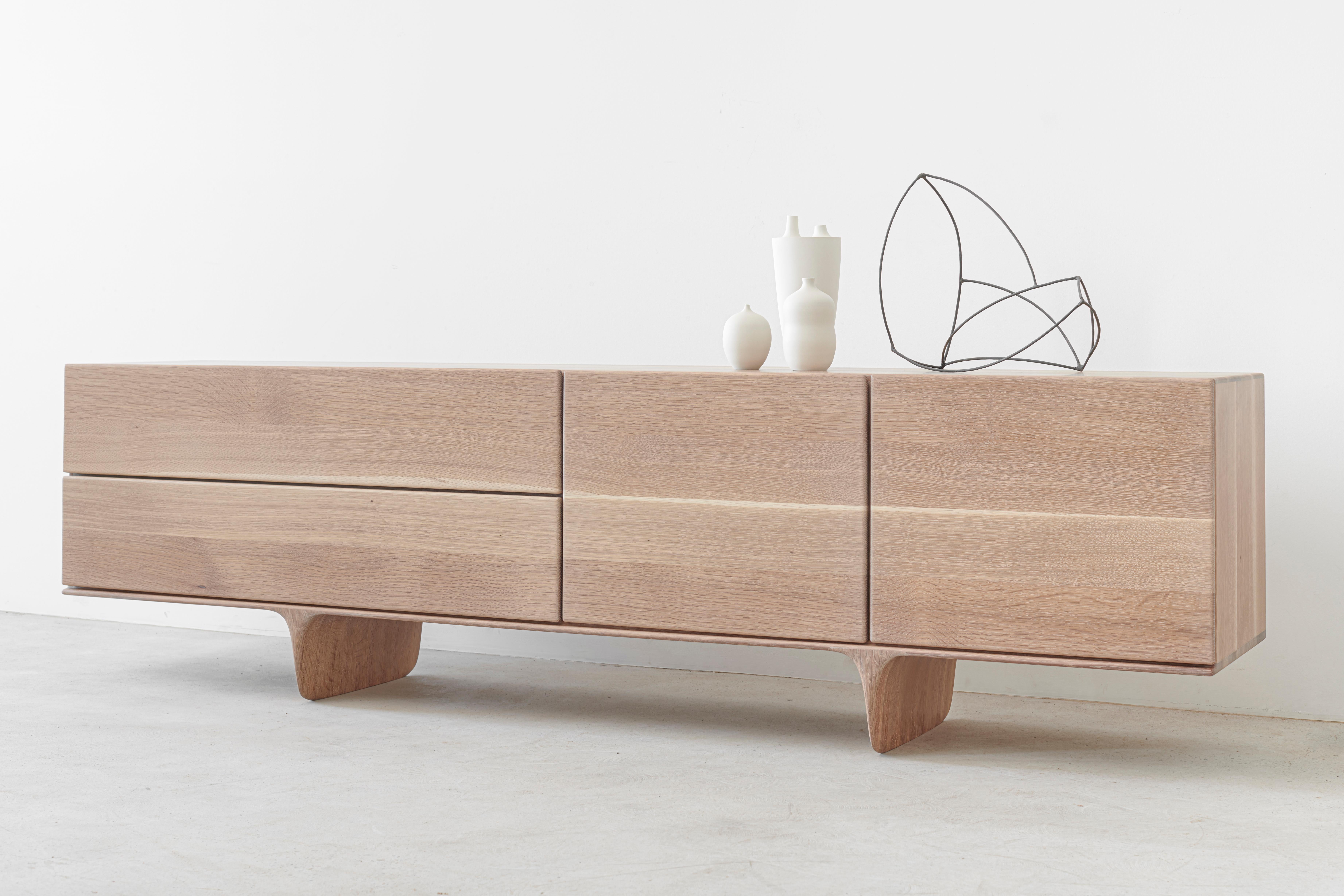 Canadian Ennah Solid White Oak Credenza by Izm Design For Sale