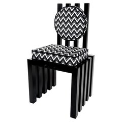 Ennesima, contemporary chair by Studio Greca, Black Aluminium, Zigzag Fabric