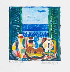  Seaview Window with Mandolin - Lithograph by Ennio Bencini - 1983