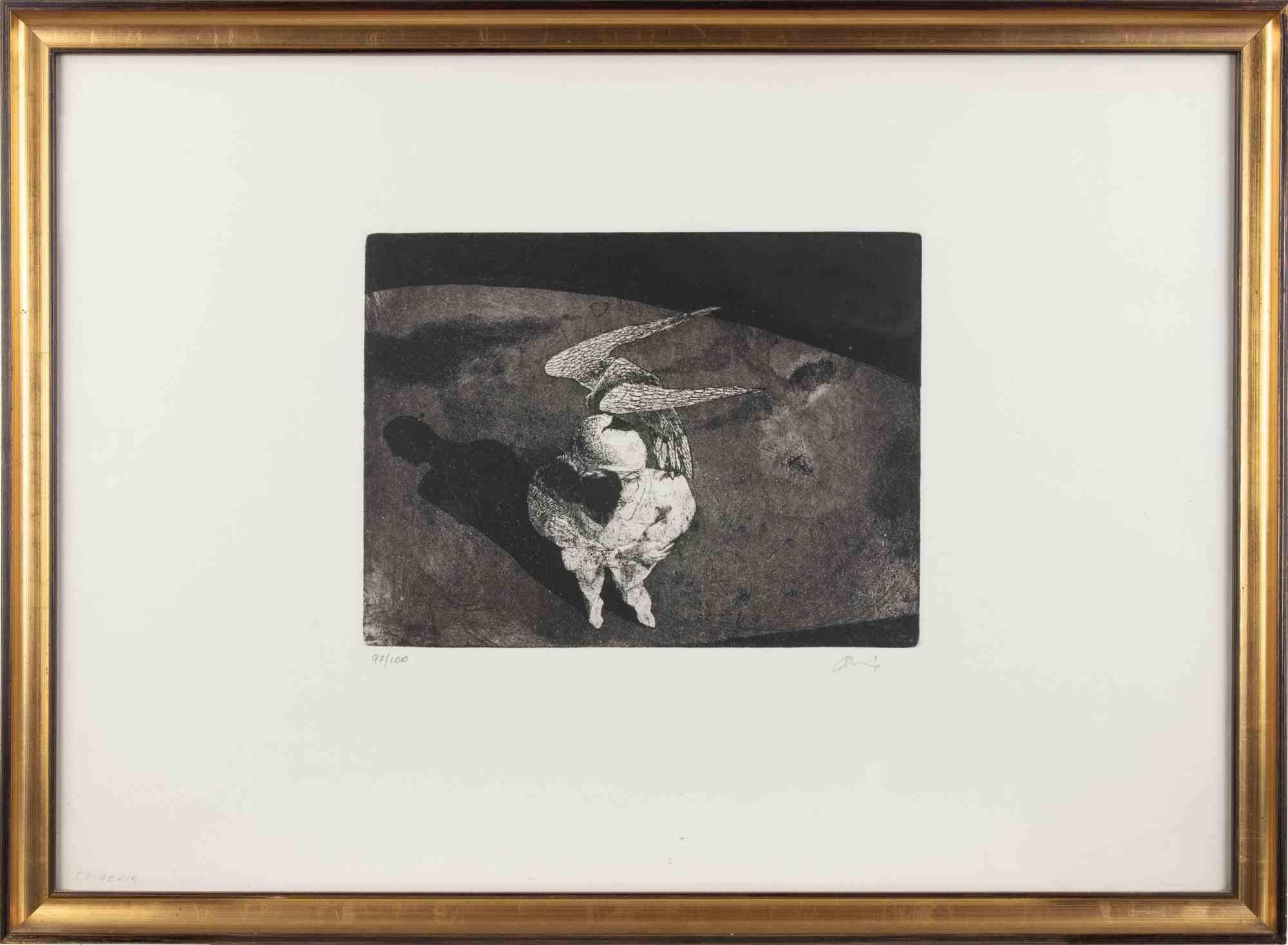 Falconer is a modern artwork realized by Ennio Calabria around 1970s.

Black and white etching

Hand signed and numbered  on the lower margin

Edition 97/100.

Includes frame