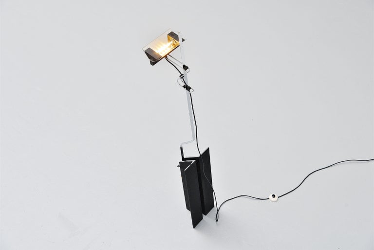 Steel Ennio Chiggio Floor Lamp Model MP by Lymenform, Italy, 1968