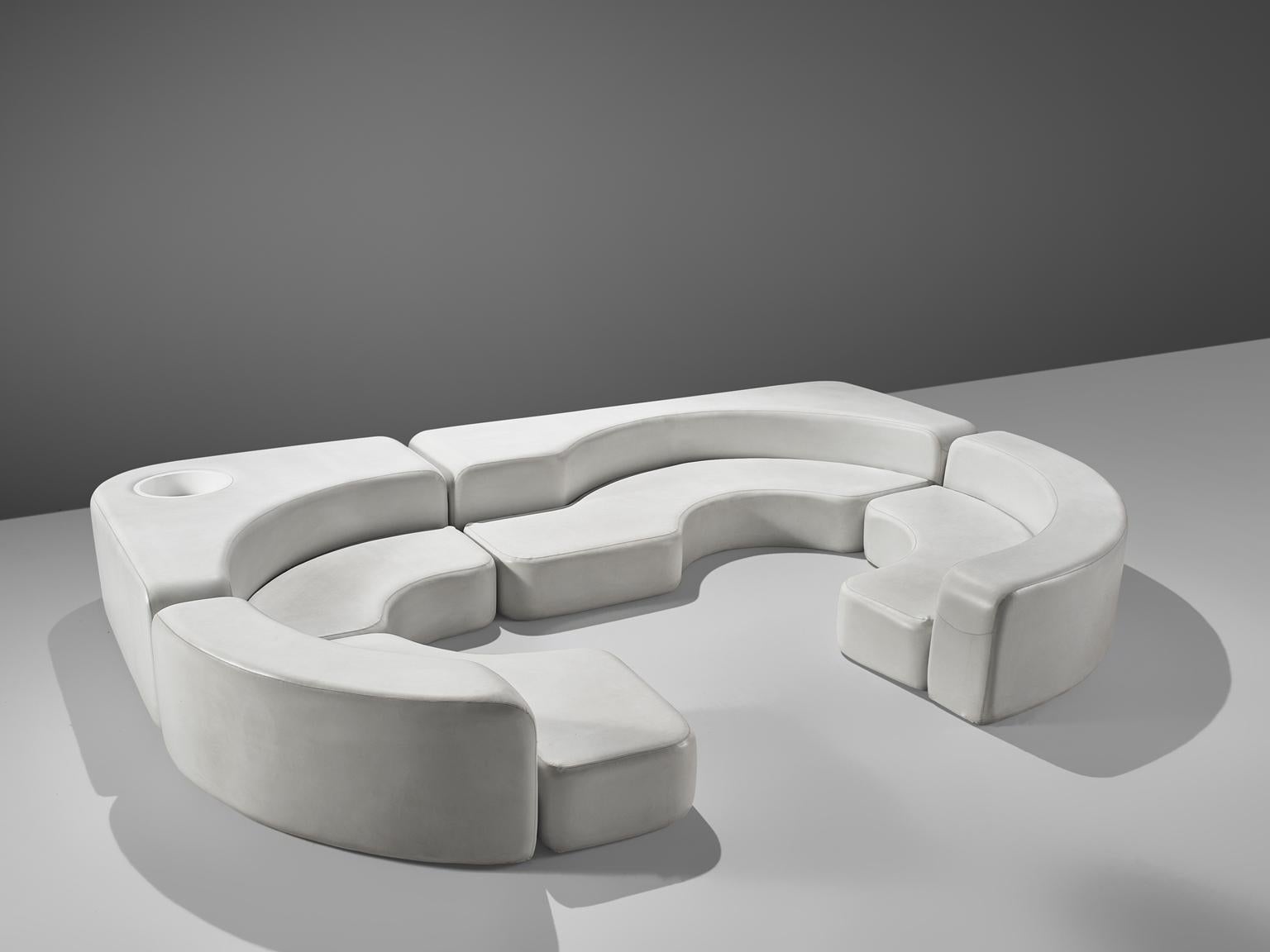 Mid-Century Modern Ennio Chiggio White Faux Leather 'Environ One' Sofa