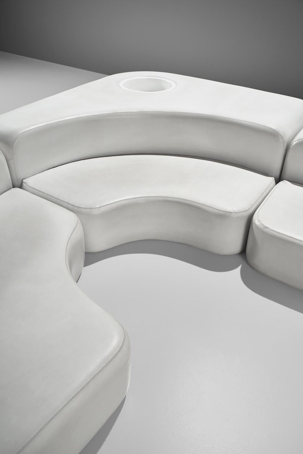 Italian Ennio Chiggio White Faux Leather 'Environ One' Sofa