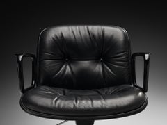Ennio Fazioli for MIM Roma Swivel Desk Armchair in Black Leather