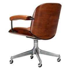 Ennio Fazioli for MIM Roma Swivel Desk Armchair in Cognac Leather