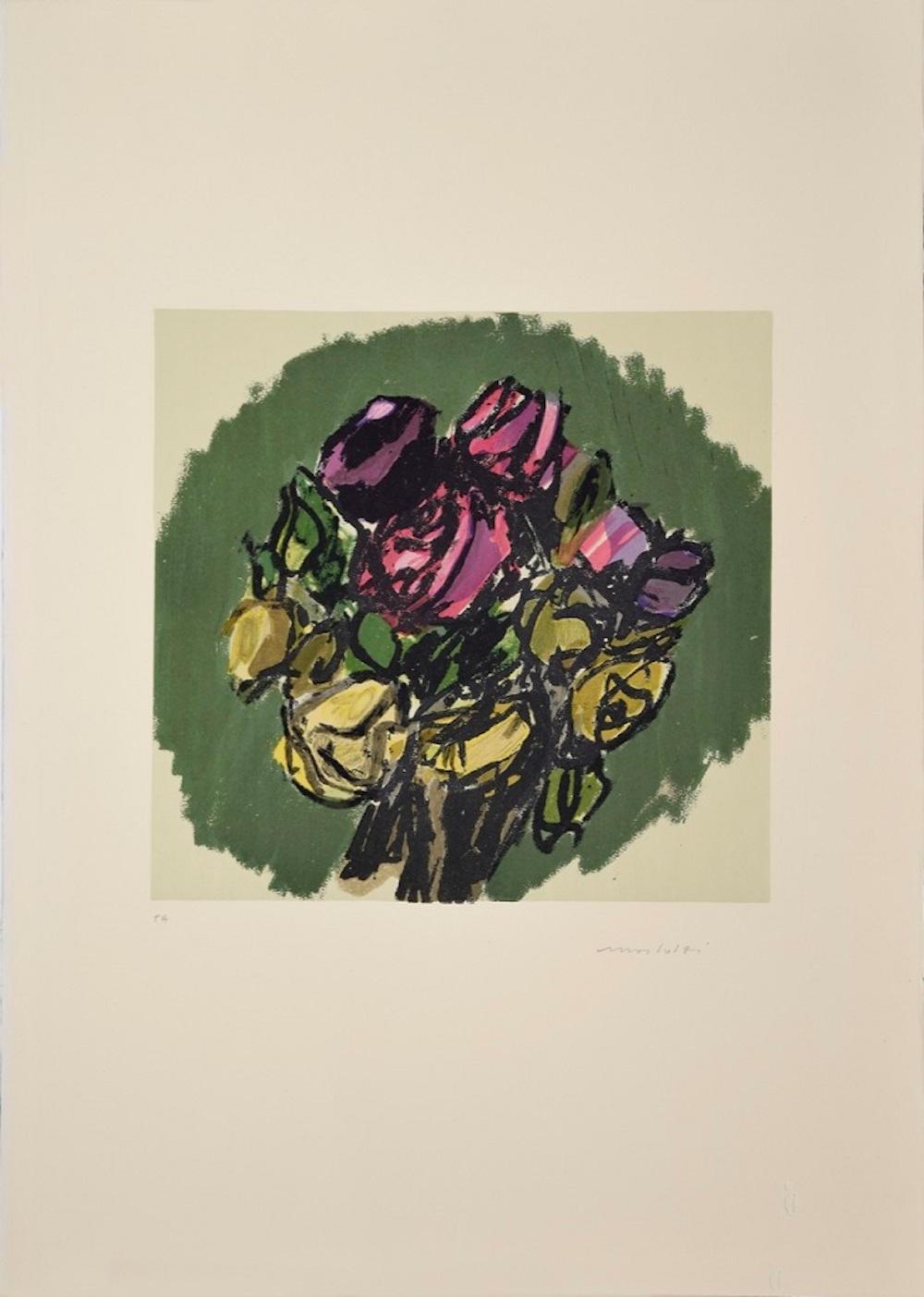 Bouquet - Original Lithograph by Ennio Morlotti - 1980s 1
