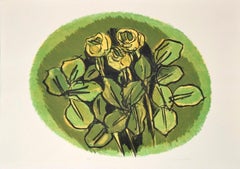 Green Roses - Original Lithograph by Ennio Morlotti - 1980s