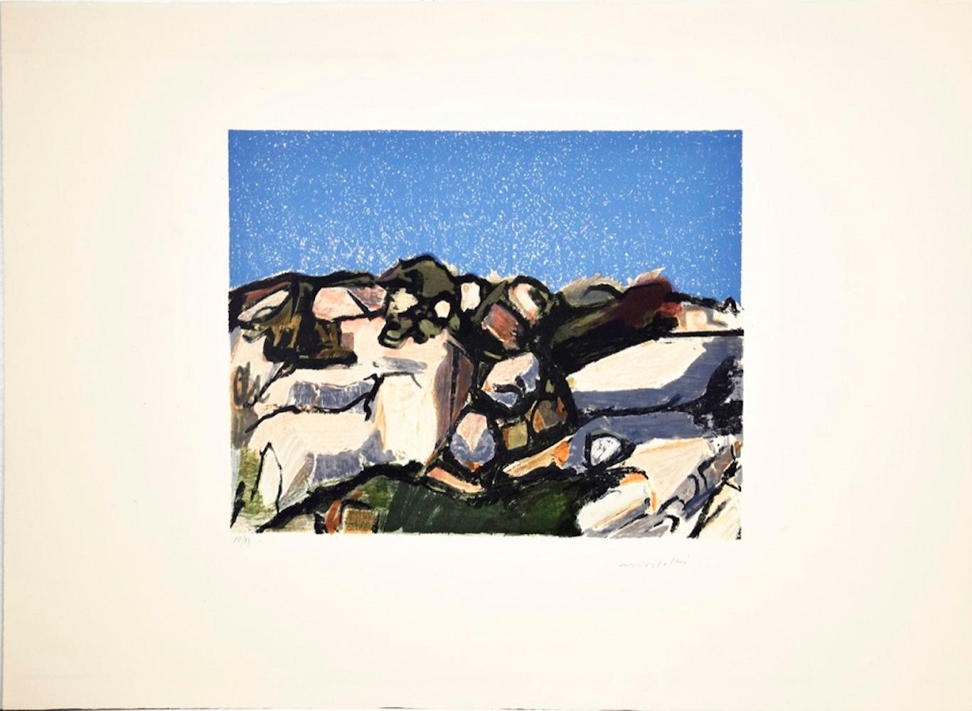 Landscape - Original Lithograph by Ennio Morlotti - 1980s 1