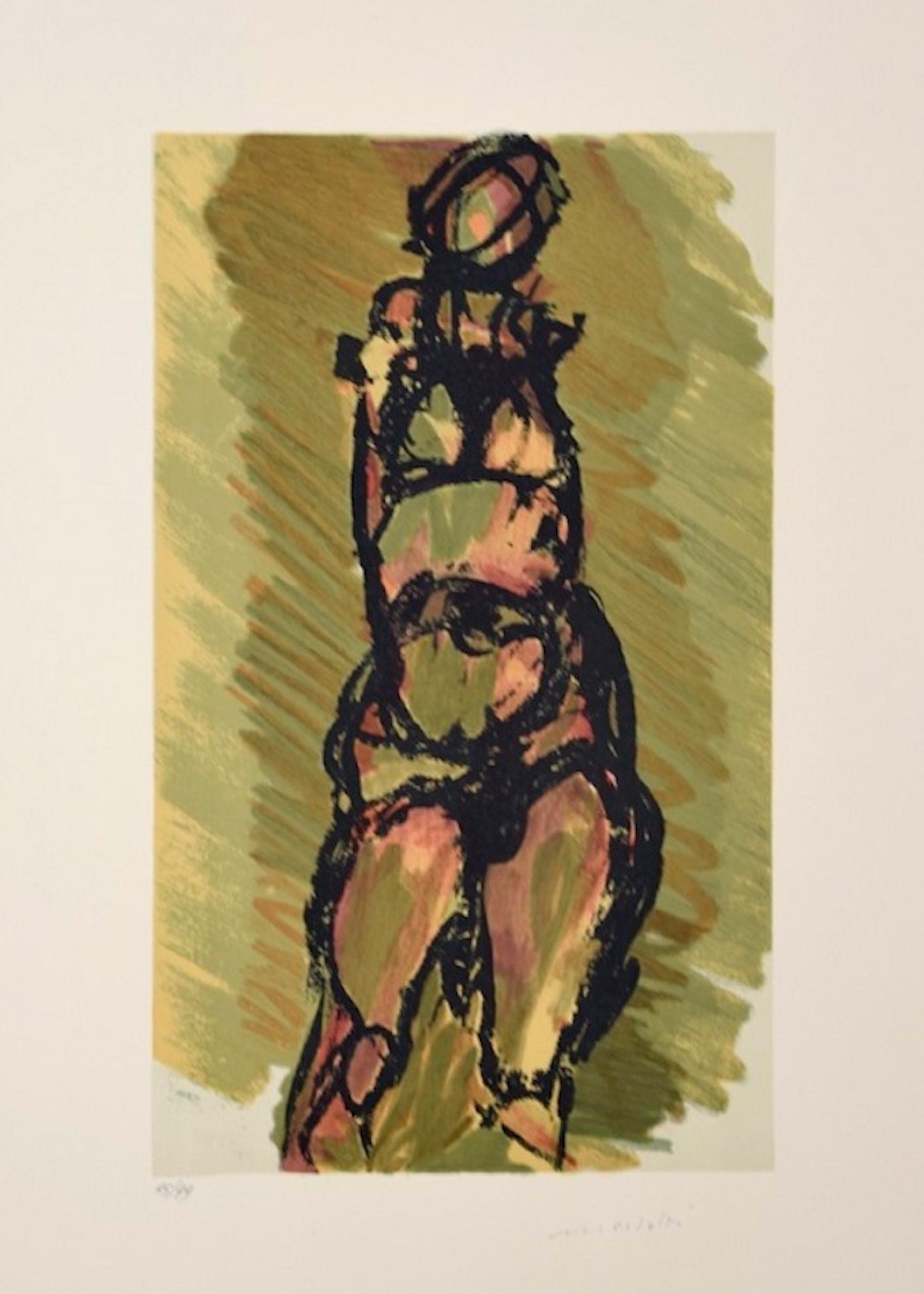 Untitled is an original lithograph realized by Ennio Morlotti in the 1980s.

Hand-signed and numbered on the lower margin. Edition 45 of 99 prints. Very good conditions.

The composition represents an abstract human figure. 

Ennio Morlotti