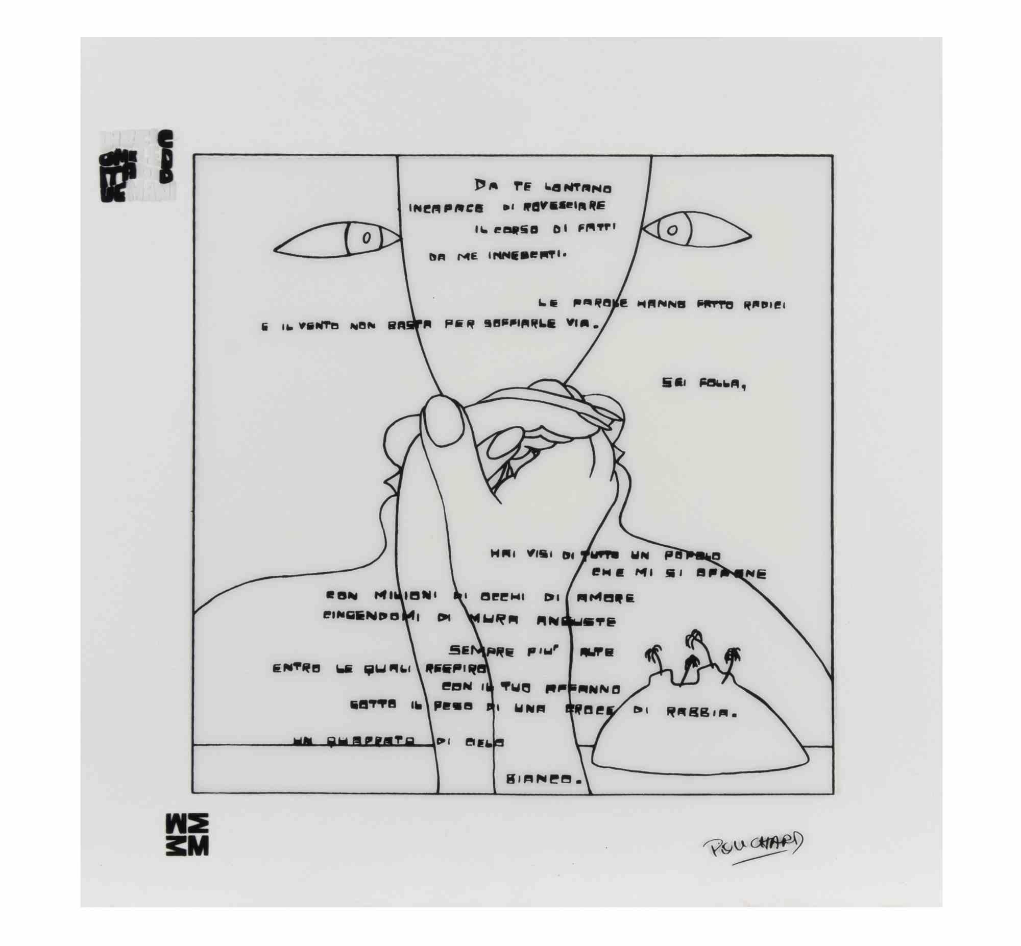 Da Te Lontano (Weit weg von dir) - Siebdruck von Ennio Pouchard - 1973