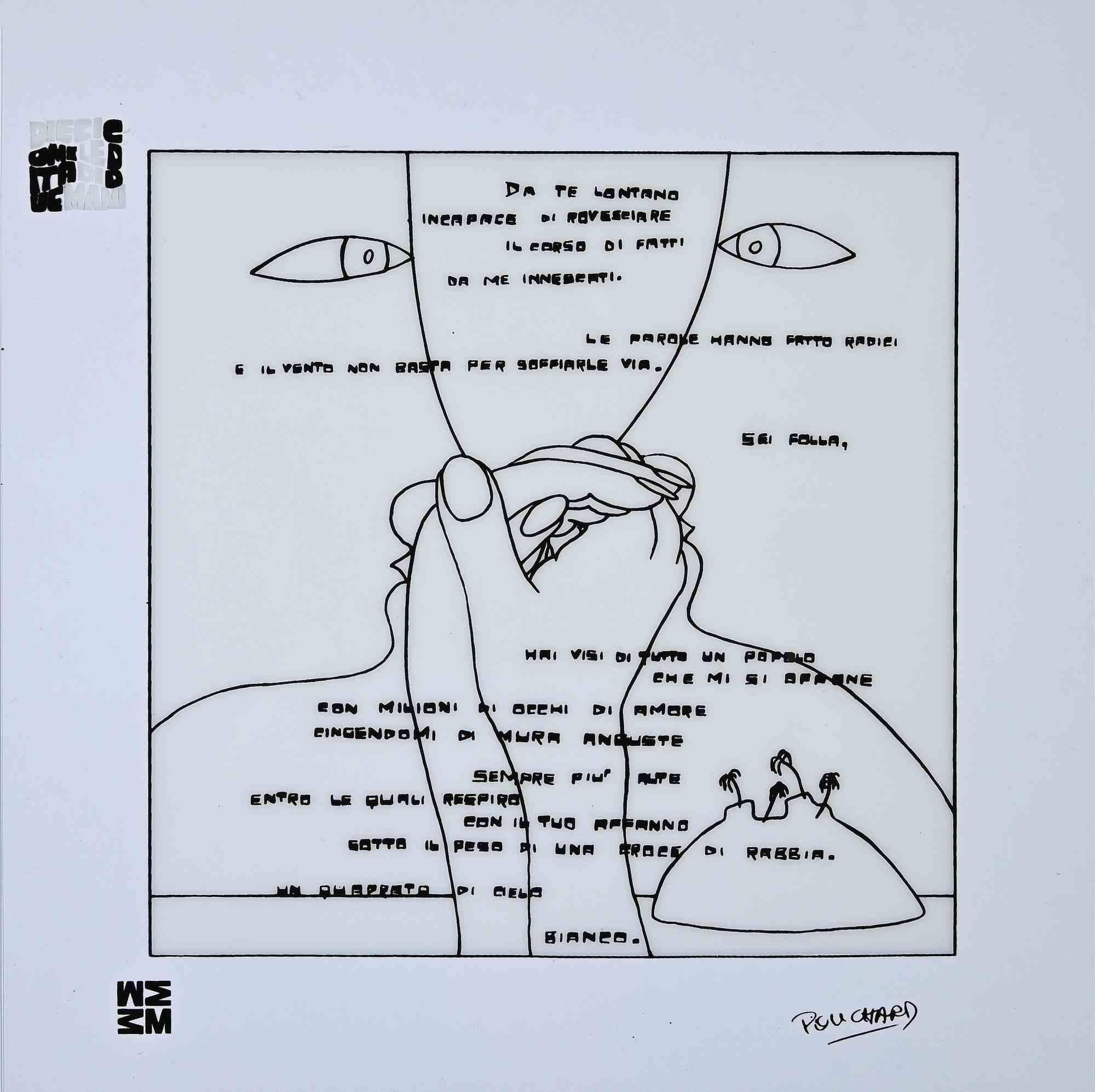 Ennio Pouchard Figurative Print – Da te Lontano – Siebdruck auf Acetat von E. Pouchard – 1973