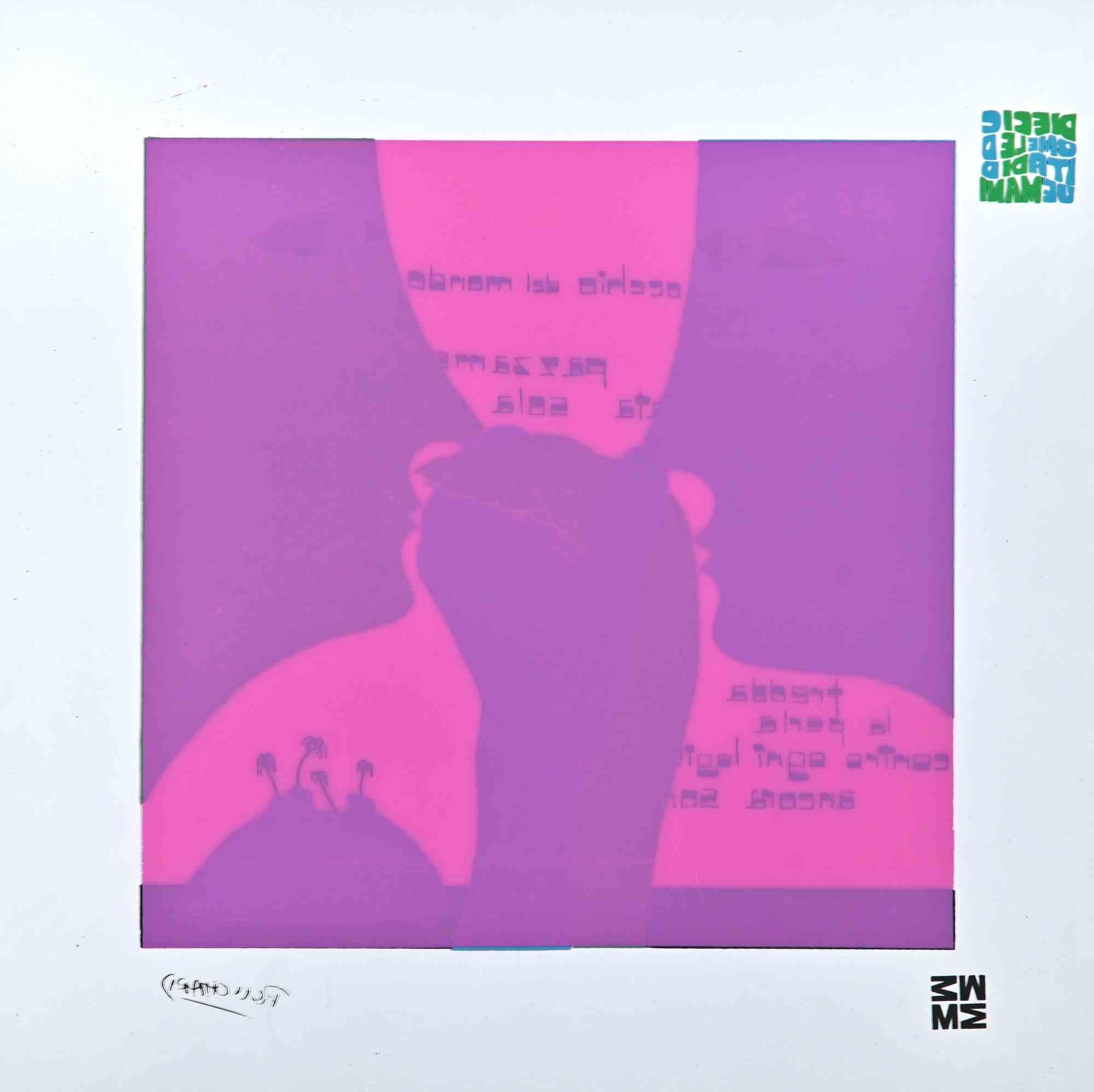 Una Perla is a color silk-screen print on acetates, realized in  1973  by the artist  Ennio Pouchard  (1928).

Signed on plate  on the lower right.

From the porfolio 