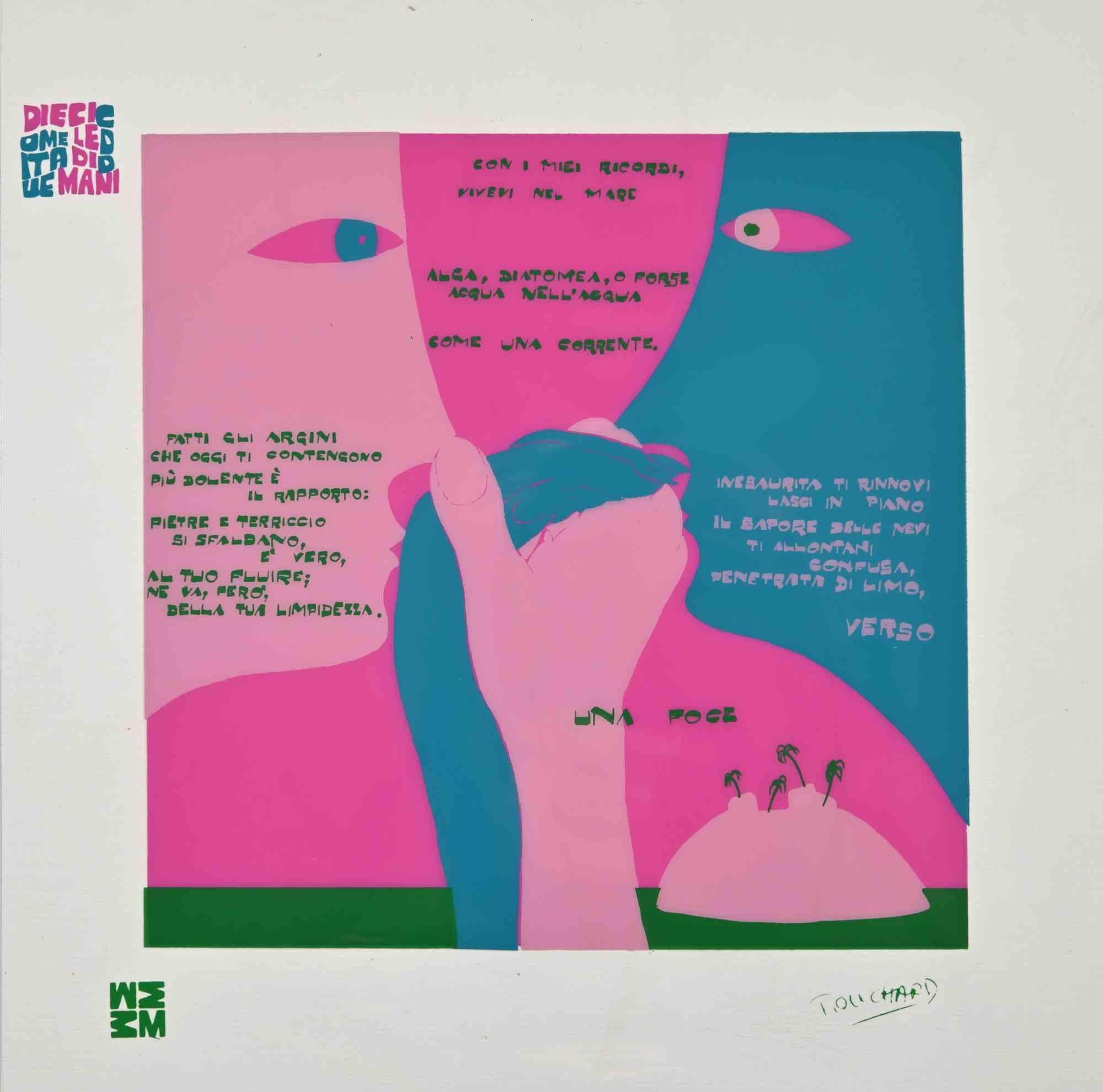 Diecicomeleditadiduemani - Screen Print on Acetate by Ennio Pouchard - 1973 For Sale 1
