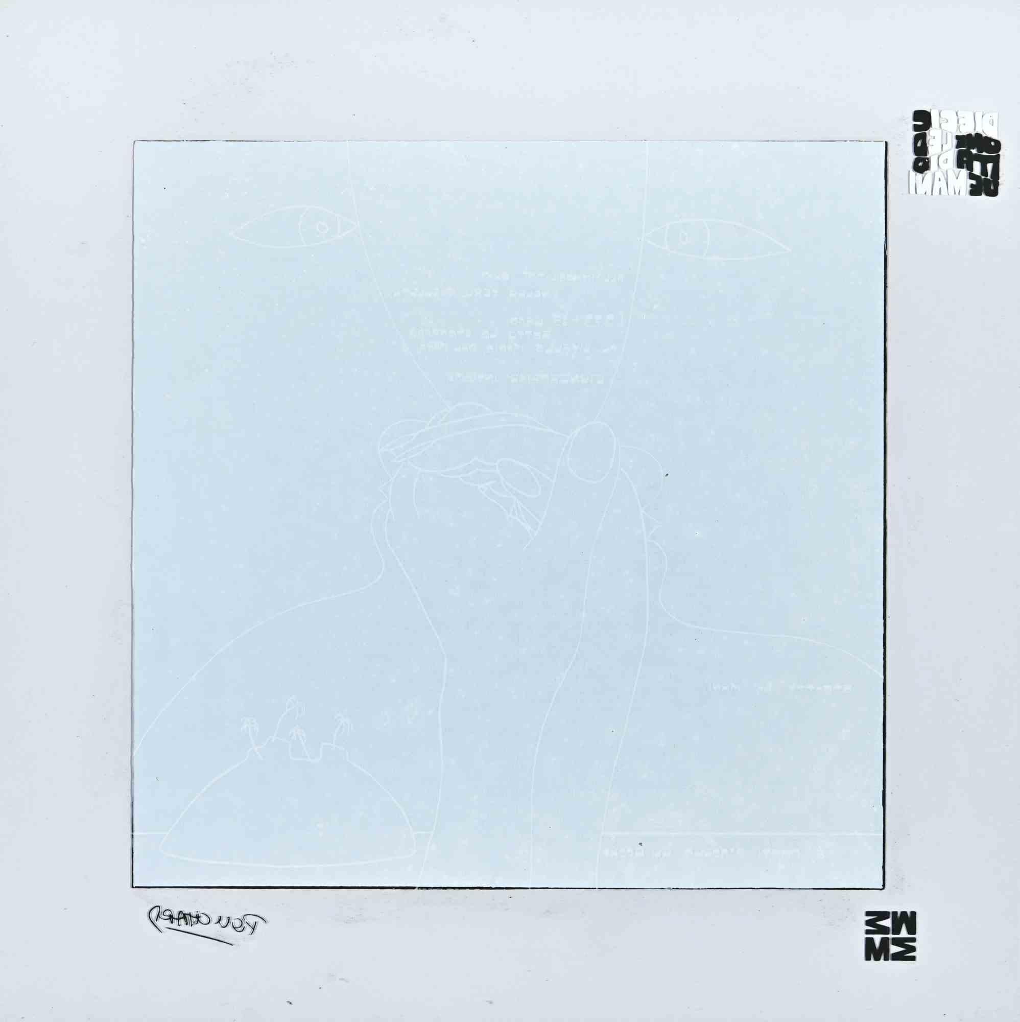 Gli Occhi-Diecicomeleditadiduemani-Serigrafía sobre acetato de E. Pouchard - 1973 - Print de Ennio Pouchard