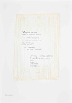 «Quiero quejarme como un animal maltratado» - Serigrafía de Ennio Pouchard - ca. 1970