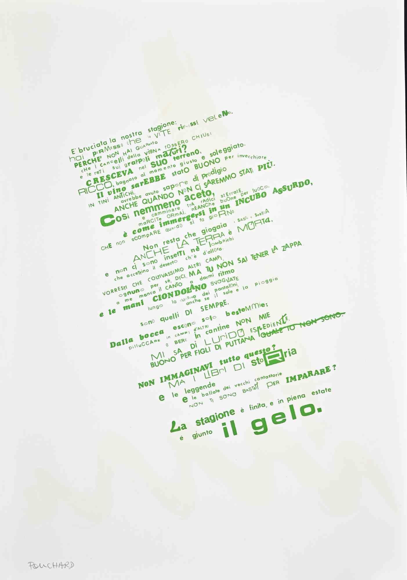 Stampa offset e serigrafia realizzata da Pouchard negli anni ’70.

Firmato a mano in basso a sinistra a matita.

Buone condizioni.