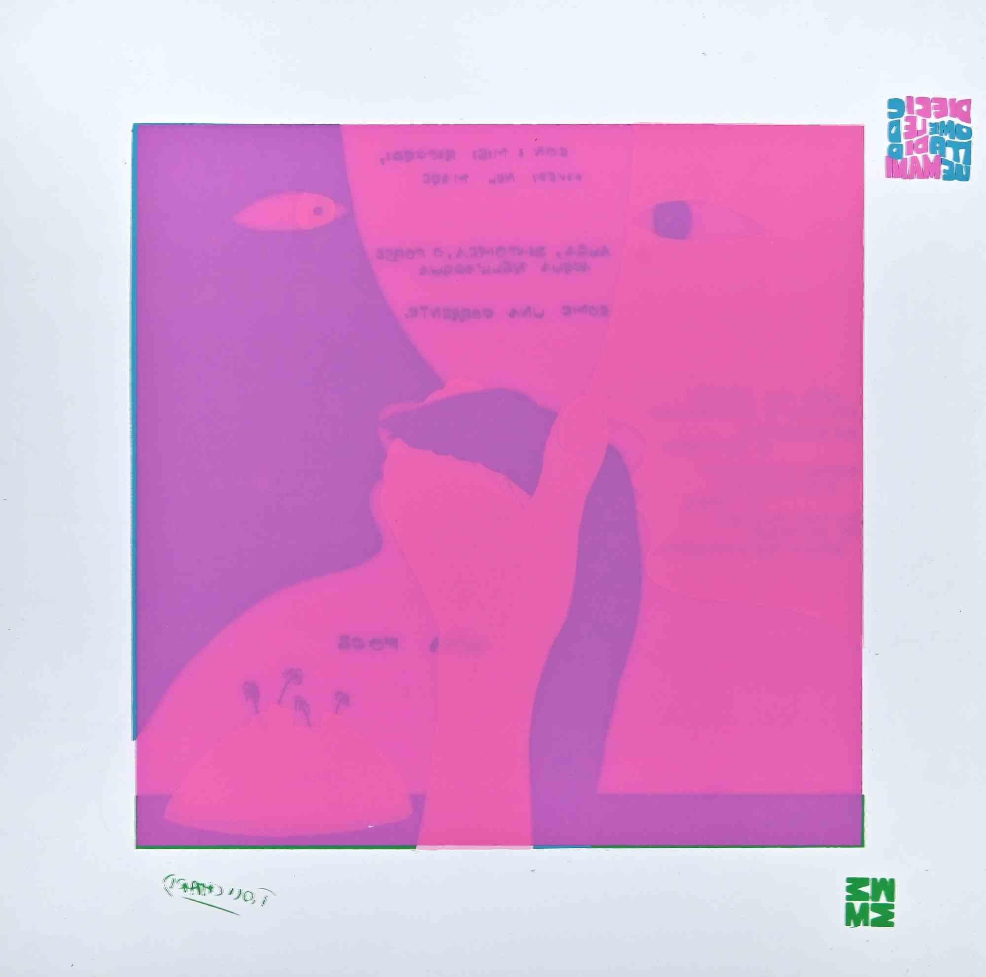 Una Foce - Diecicomeleditadid - Screen Print on Acetate by Ennio Pouchard - 1973 For Sale 1