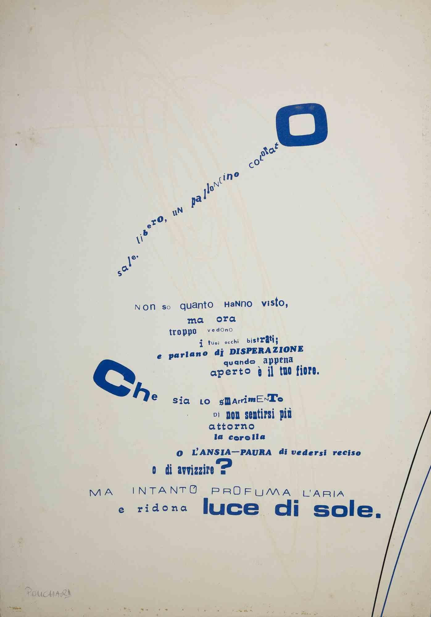 Visual Poem - Screen Print by Ennio Pouchard - 1970