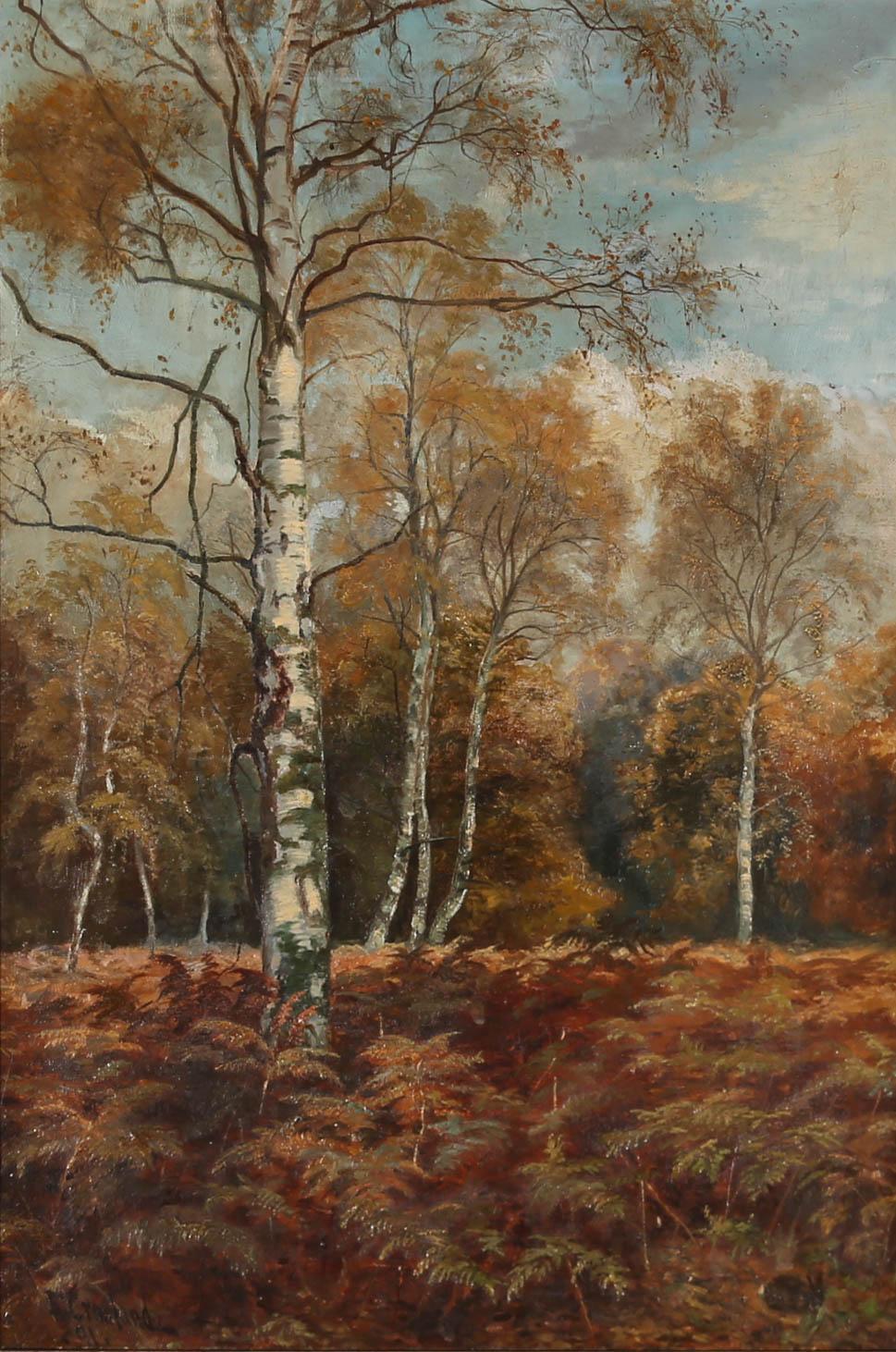 Enoch Crosland (1860-1945) - 1991 Óleo, Un paseo por el bosque 1