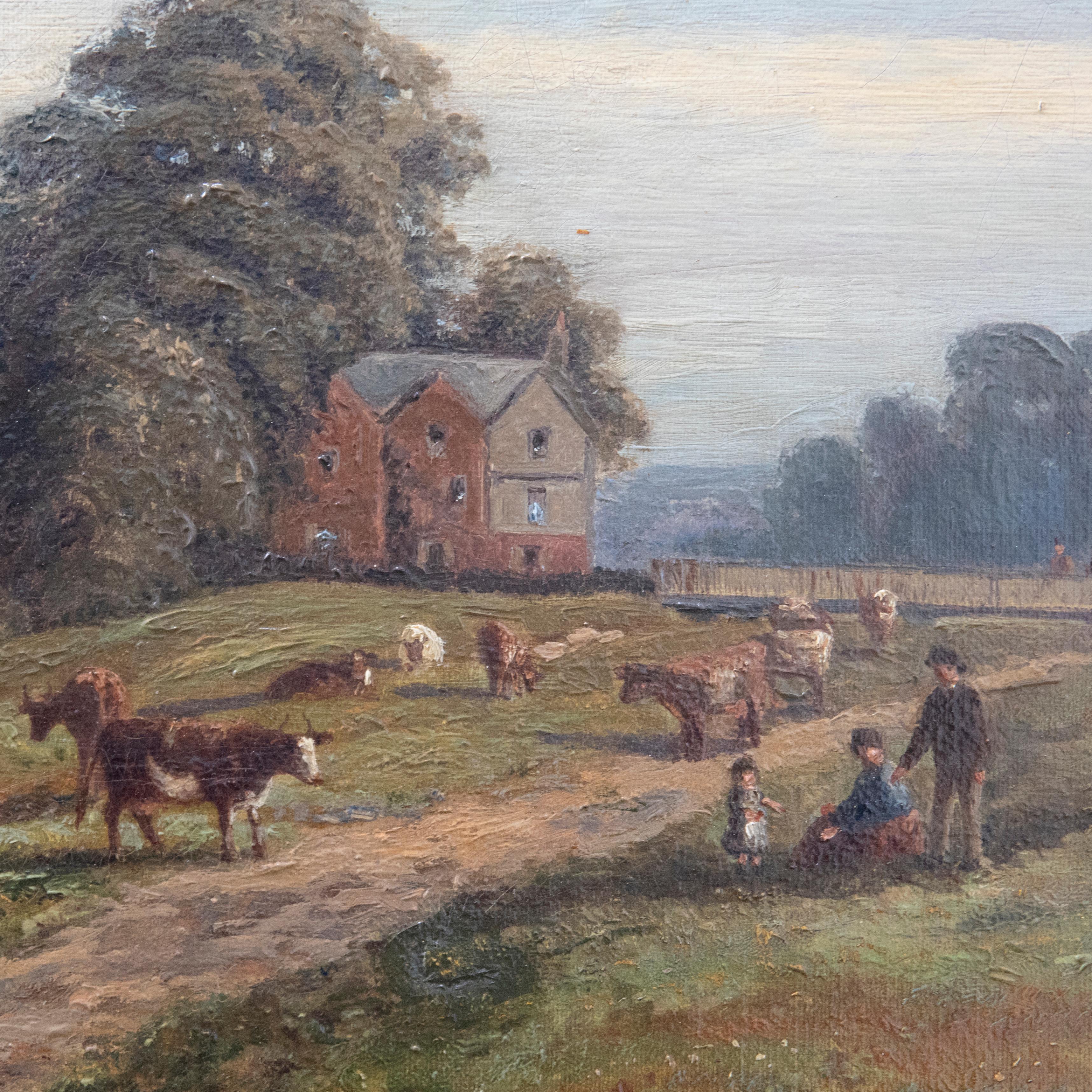 Enoch Crosland (1869-1938) - Olio dei primi del Novecento incorniciato, Sul Derwent 3
