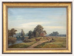 Enoch Crosland (1869-1938) - Gerahmtes Ölgemälde des frühen 20. Jahrhunderts, On the Derwent