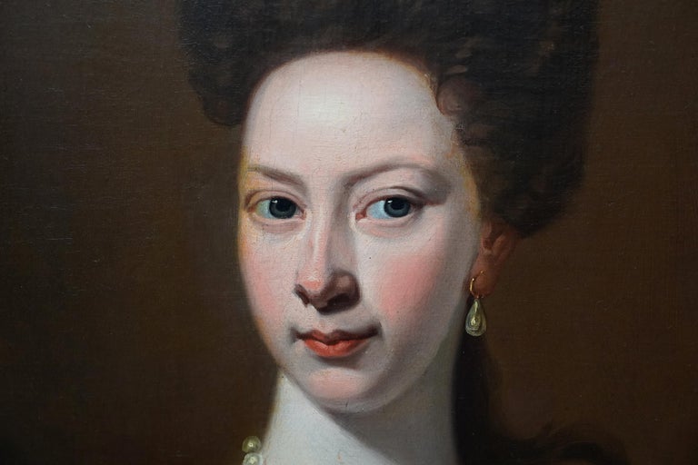 Portrait of Mrs Harborough - British 18th century art portrait lady oil painting For Sale 1