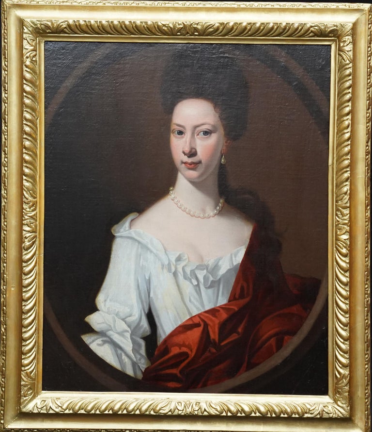Portrait of Mrs Harborough - British 18th century art portrait lady oil painting For Sale 4