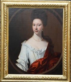 Antique Portrait of Mrs Harborough - British 18th century art portrait lady oil painting
