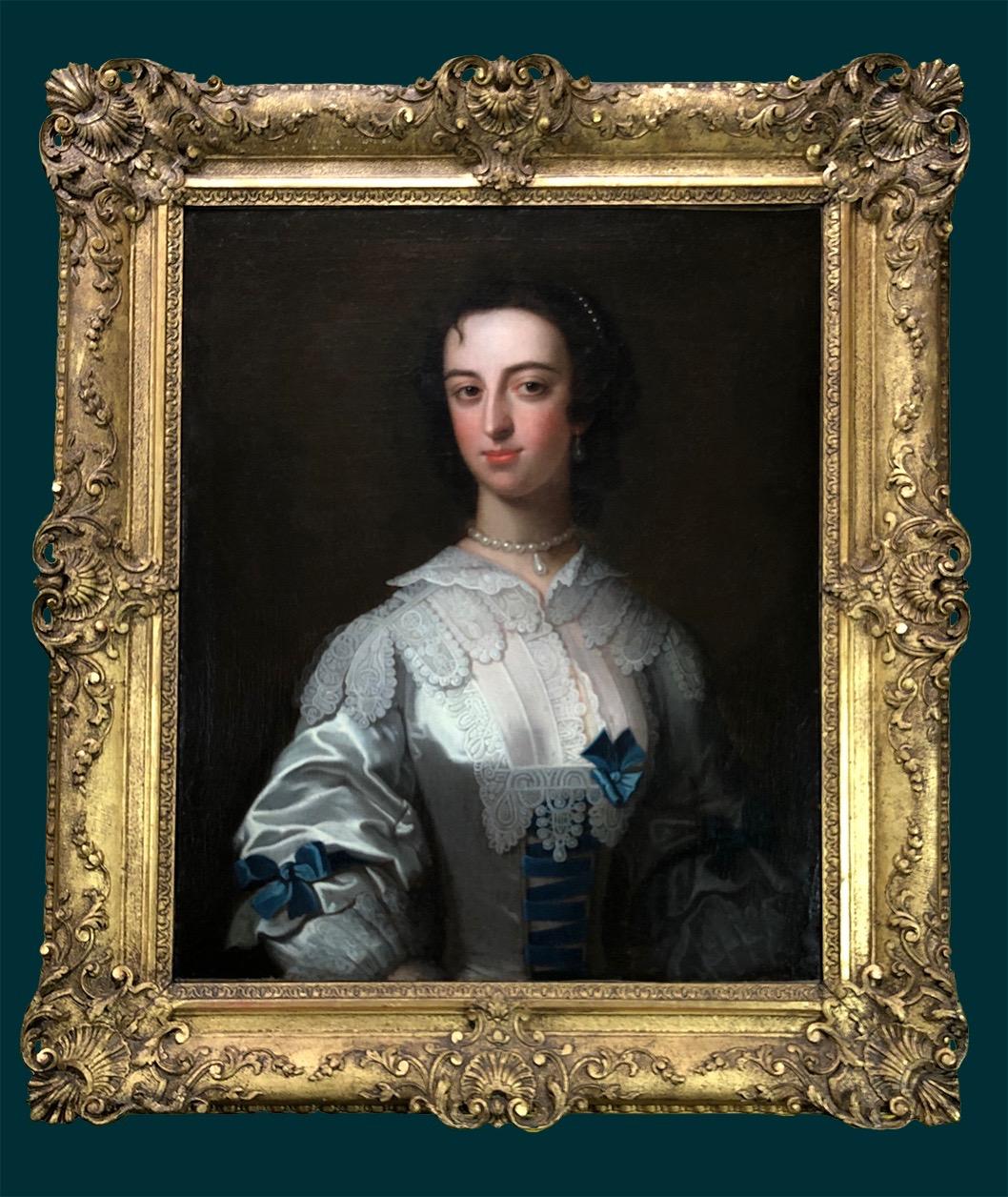 18th Century Portrait of a Lady in an Elaborate Blue and White Costume. 1