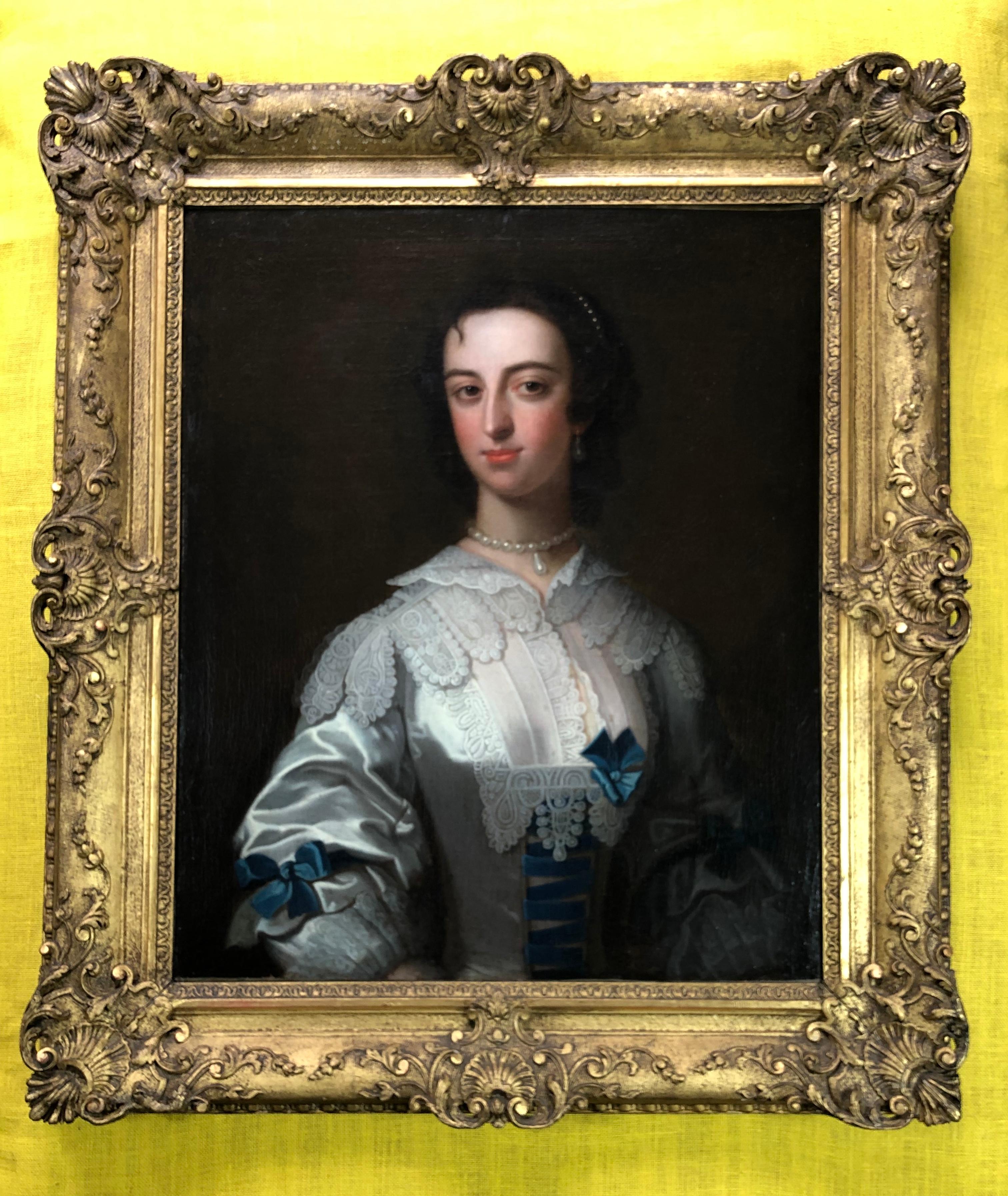 18th Century Portrait of a Lady in an Elaborate Blue and White Costume. 2