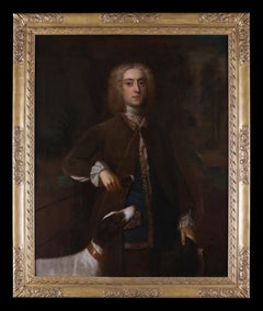 Antique Portrait of a Gentleman with his Dog -  Possibly Abraham Tucker. Oil on Canvas