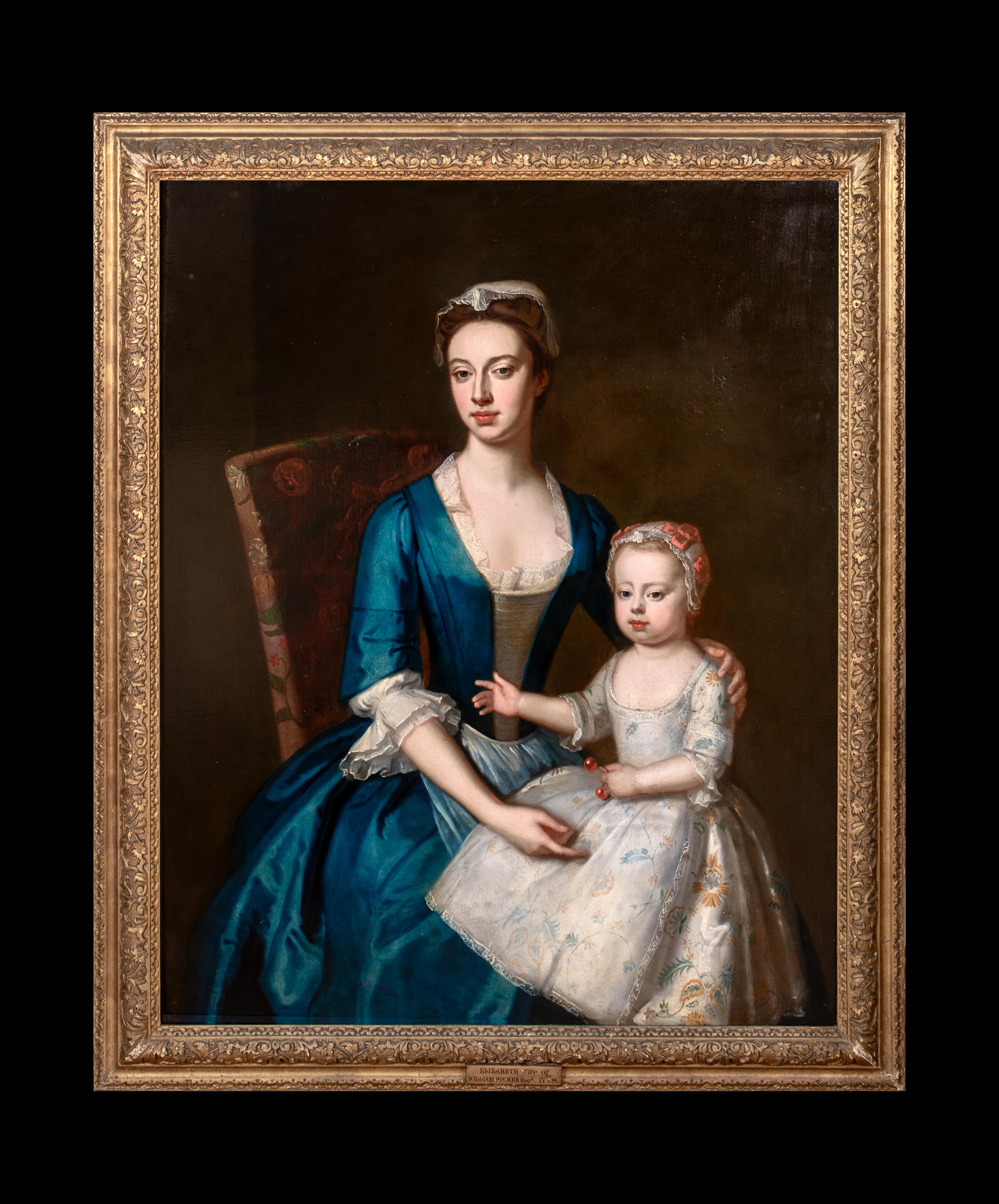 Retrato de Elizabeth Plumer (nee Byde) e hija, hacia 1735 - Painting de Enoch Seeman