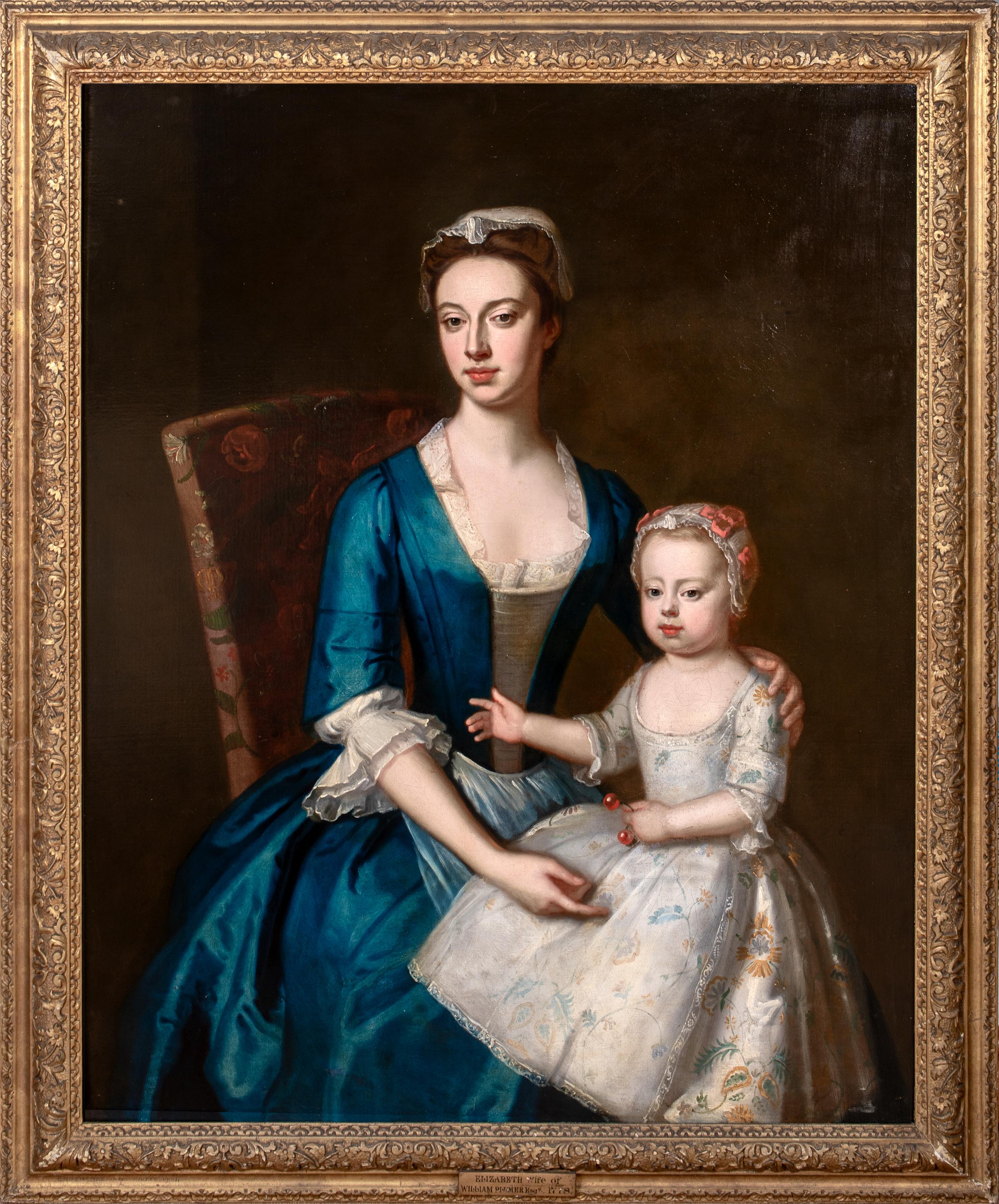 Portrait Painting de Enoch Seeman - Retrato de Elizabeth Plumer (nee Byde) e hija, hacia 1735