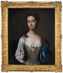 Portrait of Jane Harris (later Jane Bigg) in White Dress and Blue Mantle c.1731