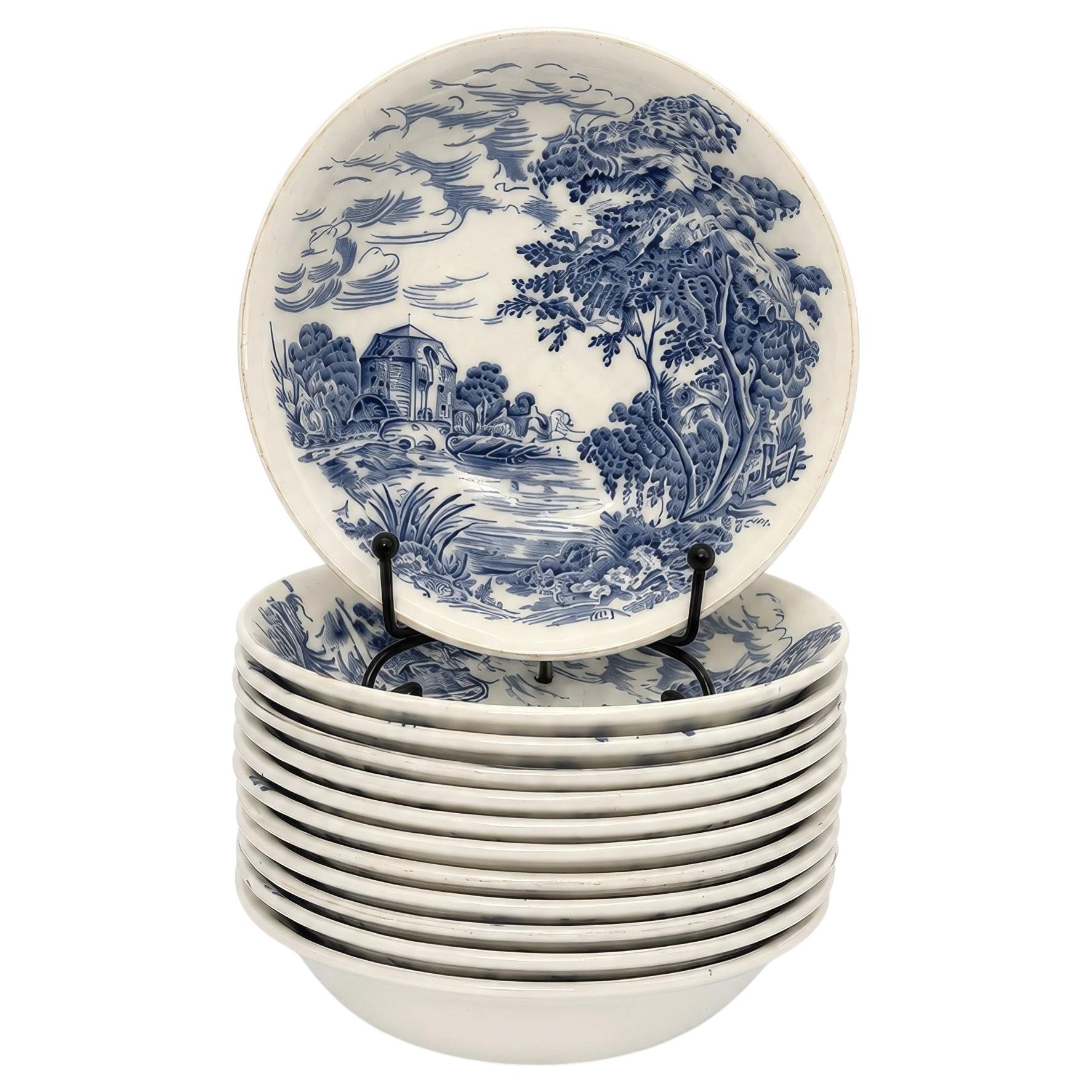 Enoch Wedgwood Countryside Blue Berry Bowls, England For Sale