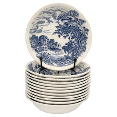 Enoch Wedgwood Countryside Blue Berry Bowls, England